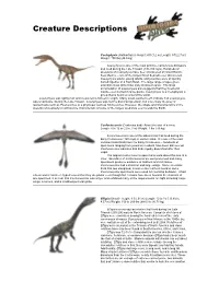 Creature Descriptions