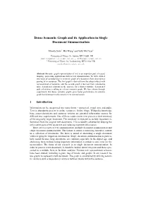 Dense Semantic Graph and Its Application in Single Document Summarisation