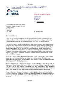 From: Group Captain E J Flynn OBE ADC MA Meng Ceng FIET RAF Station Commander