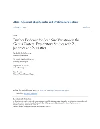 Further Evidence for Seed Size Variation in the Genus Zostera: Exploratory Studies with Z