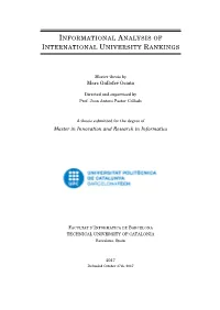 Informational Analysis of International University Rankings