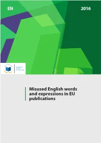 Misused English Words and Expressions in EU Publications EN