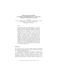 Reflections on Historical Writing: an Investigation of the Application of Cicero's Rules for the Historian in Victor's Histo