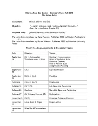 Seminary Class Fall 2015 the Lotus Sutra Instructors: Shintai, Shin'ei and Enji Objective