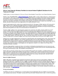 Silicon Labs Expands Wireless Portfolio to Include Ember® Zigbee® Solutions for the "Internet of Things"