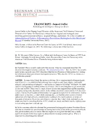 TRANSCRIPT: Jameel Jaffer Rethinking the Intelligence Enterprise Series