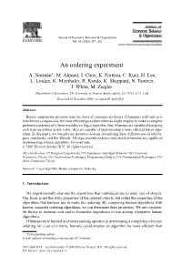 An Ordering Experiment A