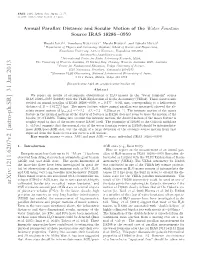 Annual Parallax Distance and Secular Motion of the Water Fountain