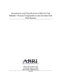 Assessment and Classification of Mat‐Su Fish Habitat—Stream Temperatures and Juvenile Fish Distribution