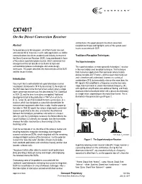 CX74017 on the Direct Conversion Receiver
