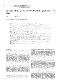 Development of a General Nutrition Knowledge Questionnaire for Adults