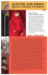 Glitter and Doom WHY BERLIN? Litter and Doom: “Glitter Anddoom: Travel Seminar