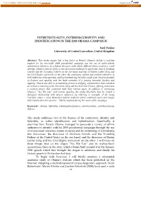 Intertextuality, Interdiscursivity and Identification in the 2008 Obama Campaign