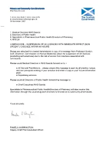 Lumiracoxib: Suspension of UK Licences with Immediate Effect (Non