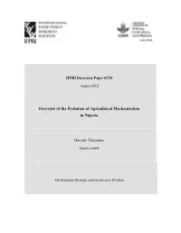 Overview of the Evolution of Agricultural Mechanization in Nigeria