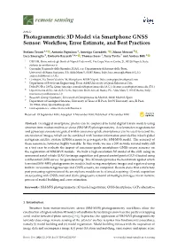 Photogrammetric 3D Model Via Smartphone GNSS Sensor: Workﬂow, Error Estimate, and Best Practices