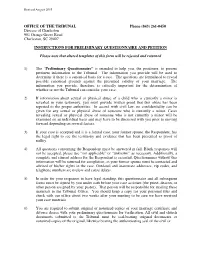 Preliminary Questionnaire and Petition