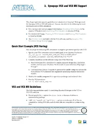 Synopys VCS and VCS-MX Support, Quartus II Handbook Volume 3