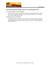 Understanding Surface Quality: Beyond Average Roughness (Ra)