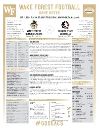 Wake Forest Notes