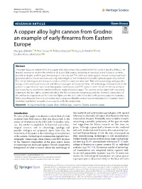 A Copper Alloy Light Cannon from Grodno: an Example of Early