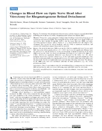 Changes in Blood Flow on Optic Nerve Head After Vitrectomy for Rhegmatogenous Retinal Detachment
