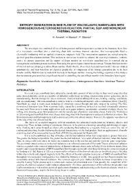 Entropy Generation in Mhd Flow of Viscoelastic Nanofluids with Homogeneous-Heterogeneous Reaction, Partial Slip and Nonlinear Thermal Radiation