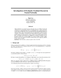 Investigation of Stochastic Gradient Descent in Neural Networks