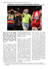 UMPIRES NOW an ENDANGERED SPECIES by Julian Mark
