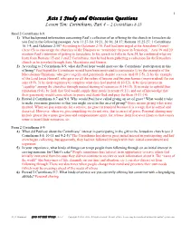 Acts 1 Study and Discussion Questions Lesson Ten: Corinthians, Part 4 – 2 Corinthians 8-13