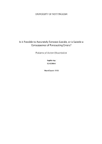 Is It Possible to Accurately Forecast Suicide, Or Is Suicide a Consequence of Forecasting Errors?