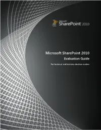 Microsoft Sharepoint 2010 Evaluation Guide