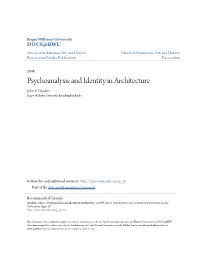Psychoanalysis and Identity in Architecture John S