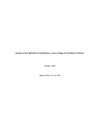 Analysis of the Definition of Trafficking in Human Beings in the Palermo Protocol
