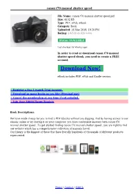 Canon T70 Manual Shutter Speed