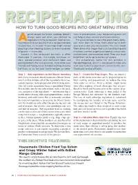 Recipemapping™ How to Turn Good Recipes Into Great Menu Items