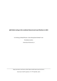 Split-Ticket Voting at the Combined General and Local Elections in 2015