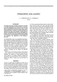 Stereopsis and Ageing