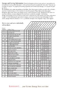 Storage and Serving Information.Detailed Information on How to Store and Serve Our Products