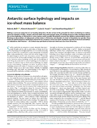 Antarctic Surface Hydrology and Impacts on Ice-Sheet Mass Balance