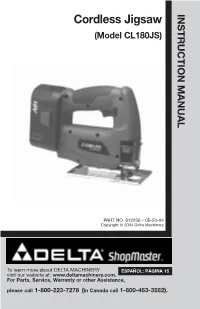 Cordless Jigsaw MANUAL INSTRUCTION (Model CL180JS)