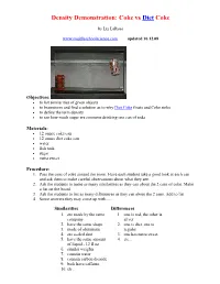 Density Demonstration: Coke Vs Diet Coke