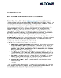FOR IMMEDIATE RELEASE New Tools for XML and JSON In