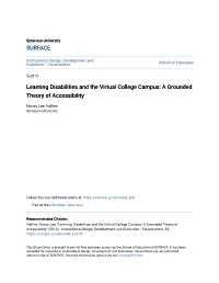 Learning Disabilities and the Virtual College Campus: a Grounded Theory of Accessibility