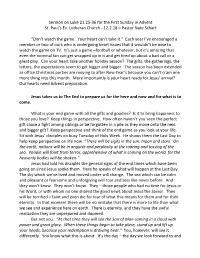 Sermon on Luke 21.25-36 for the First Sunday in Advent St