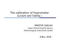 The Calibration of Hygrometer (Lecture and Training )