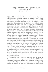 Unity, Ecumenicity, and Difference in the Augustana Synod