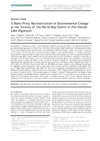 A Multi-Proxy Reconstruction of Environmental Change in the Vicinity of the North Bay Outlet of Pro-Glacial Lake Algonquin