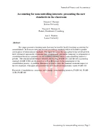 Accounting for Noncontrolling Interests: Presenting the New Standards in the Classroom
