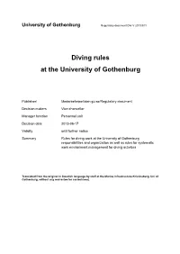 Diving Rules at the University of Gothenburg